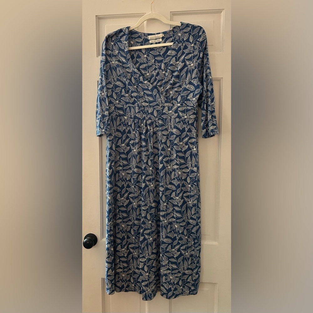 British Seasalt Cornwall Lake Dress Blue Floral UK 16 US 12 Excellent